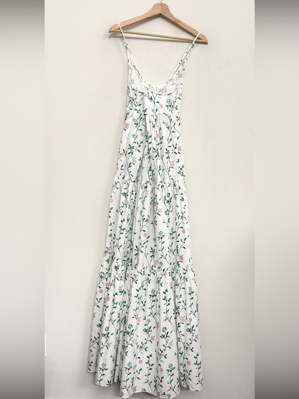NWT Longchamp SS23 Floral Botanical Tiered Maxi Dress in White Floral Sz US 4 - Picture 7 of 17